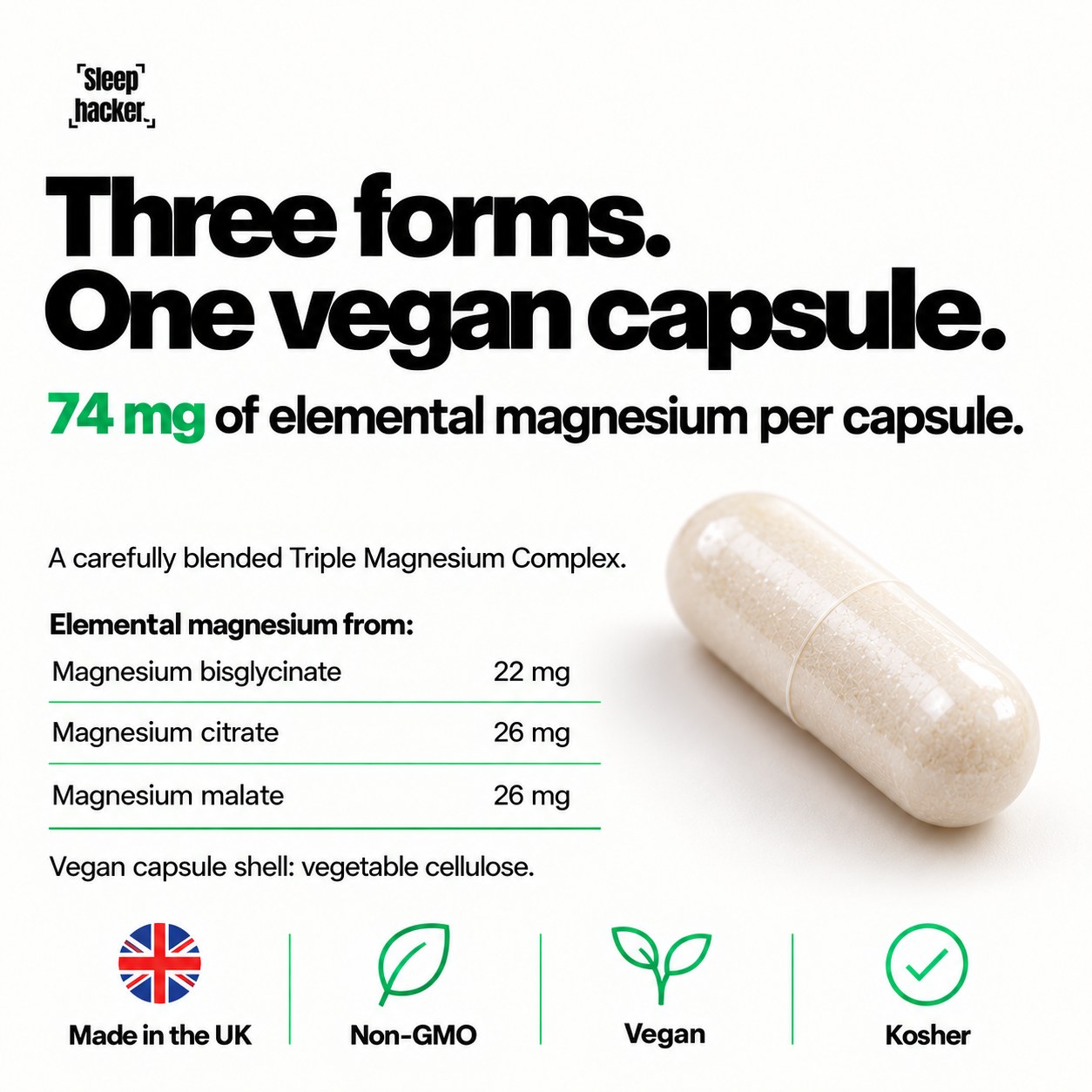 Three forms of magnesium in one vegan capsule